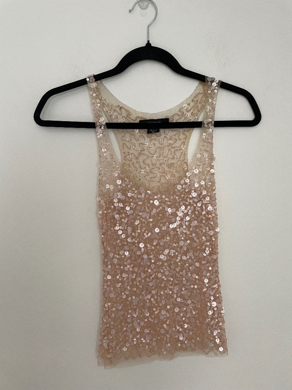 Vintage Arden B Pink Blush Sequin Sheer Tank Top, Fairy Party Top Size XS